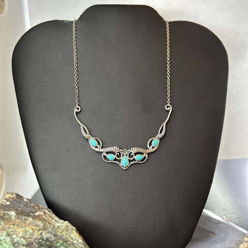Carolyn Pollack Sterling Silver Turquoise Decorated 18" Necklace For Women